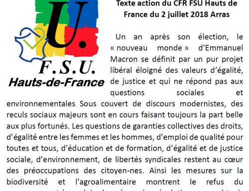 FSU Hauts de France : texte action voté le 2 juillet 2018